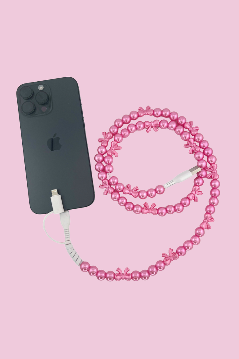 Pink Beaded &amp; Bow Charger